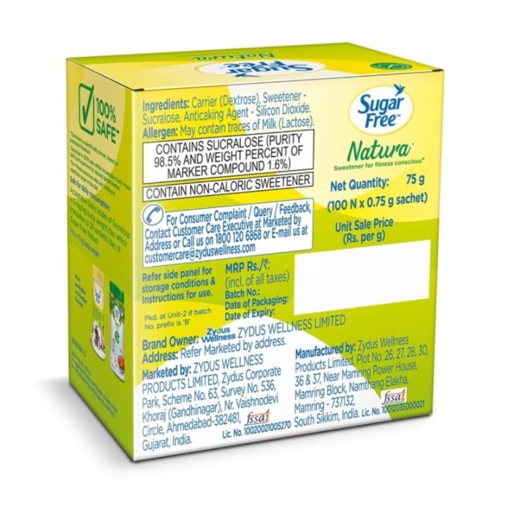 Sugar Free Natura, 50 Sachet Equivalent to Sweetness from Sugar