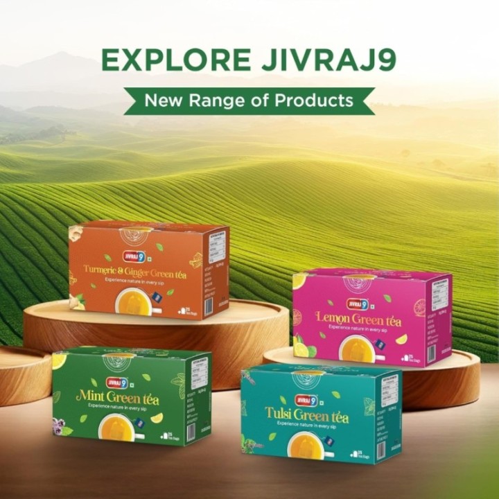 Jivraj9 Turmeric & Ginger Green Tea 25 Biodegradable Tea Bags Healing