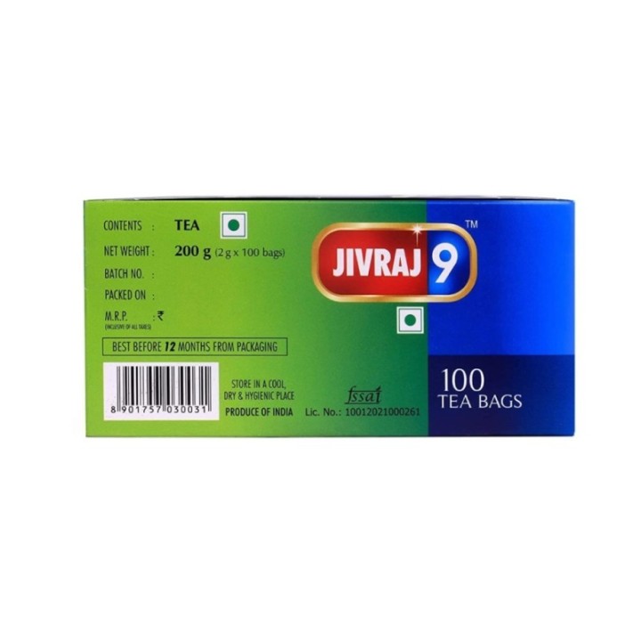 Jivraj 9 Tea Bags - 100 Bags Rich and Flavourful Tea Strong Aromatic