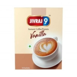 Jivraj 9 Instant Coffee Premix, Vanilla Flavour, 10 Sachets, Pack