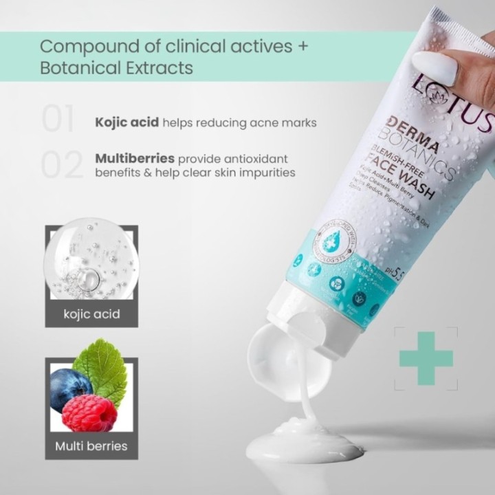 Lotus Dermabotanics Kojic Acid + Multi Berry Blemish - Free Face Wash