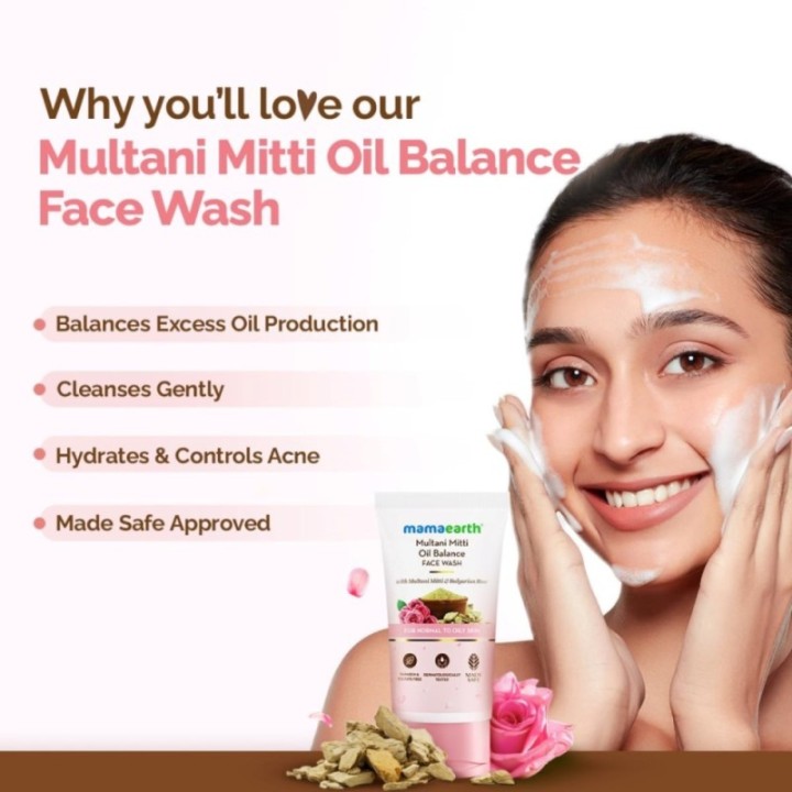 Mamaearth Multani Mitti Oil Balance Face Wash with Multani Mitti