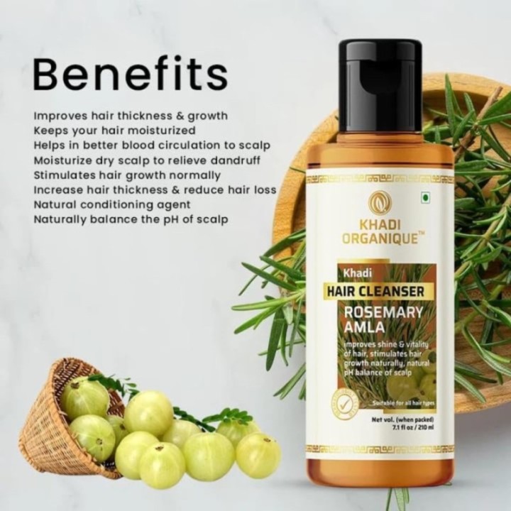 Khadi Organique Rosemary Amla Hair Cleanser - Improves Shine